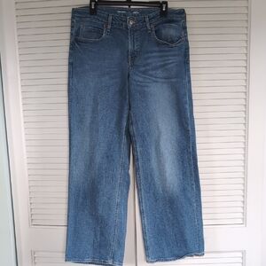 Classic Blue Women's Jeans Old Navy Mid Rise Wide Leg